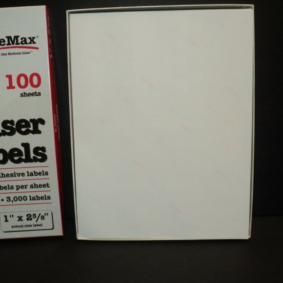 NEW Old Stock OfficeMax Laser Labels 100 Sheets with 30 Labels Per Sheet - Picture 2 of 2